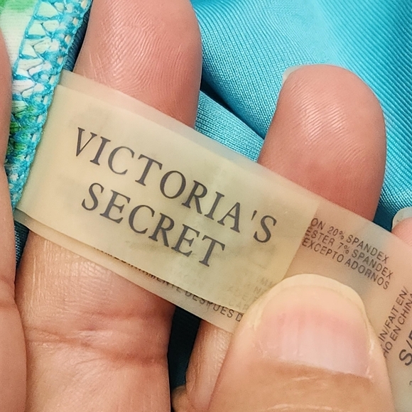 Victoria's Secrets Vintage Green Abstract Bandeau Twist Bikini Size S - Picture 8 of 11